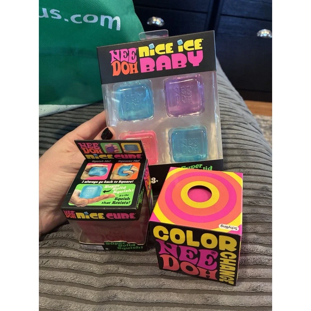 NeeDoh PINK Bundle of 3 With 6 Total Pieces Brand New Squishy Satisfying